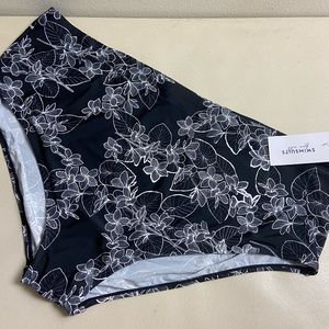Nwt Classic Swim Brief Bottom Swimsuits For All Black white floral